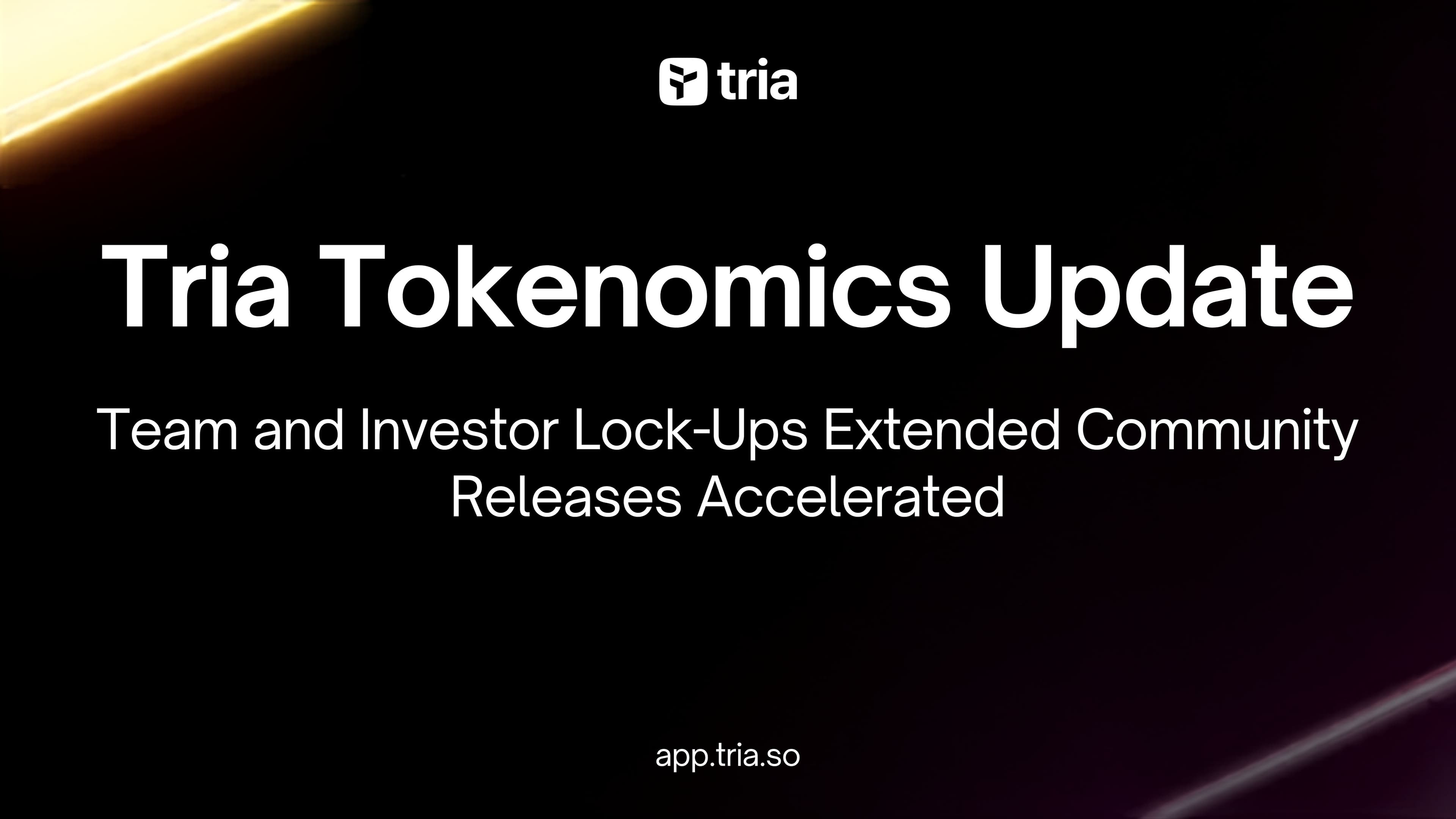 Tria Tokenomics Update: Team and Investor Lock-Ups Extended, Community Releases Accelerated