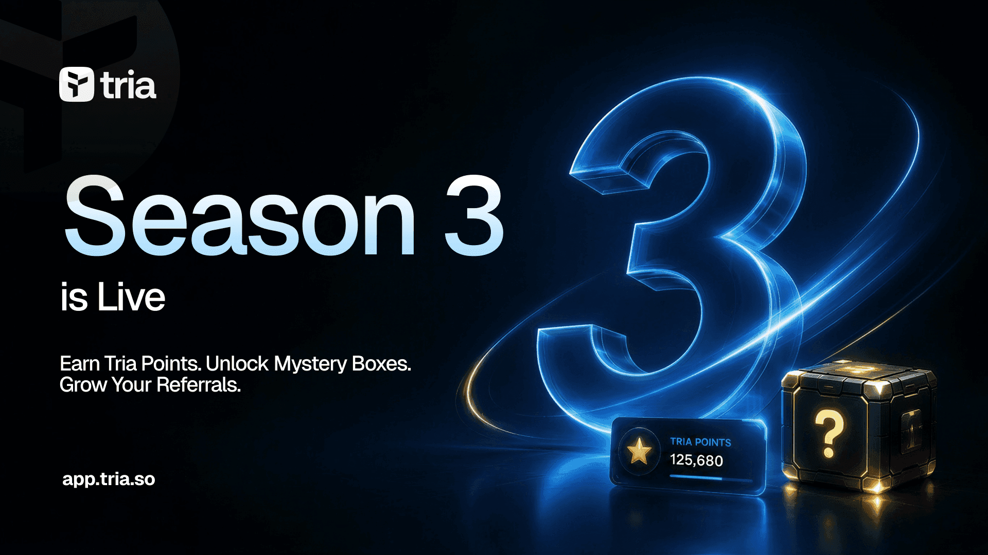La Season 3 de Tria est lancée : gagnez des Tria Points, débloquez des Mystery Boxes, montez en tier