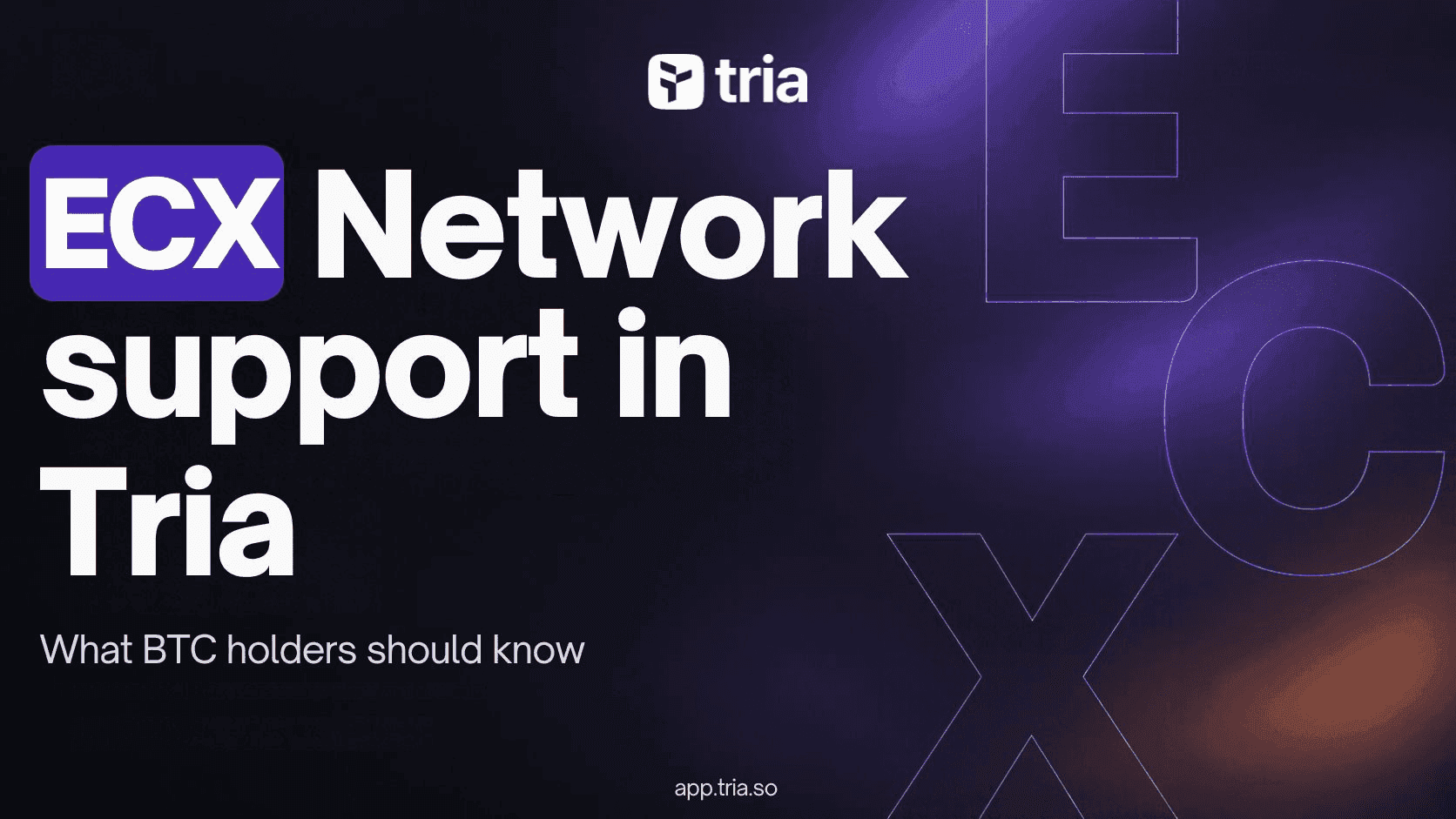 ECX Network Support in Tria: What BTC Holders Should Know