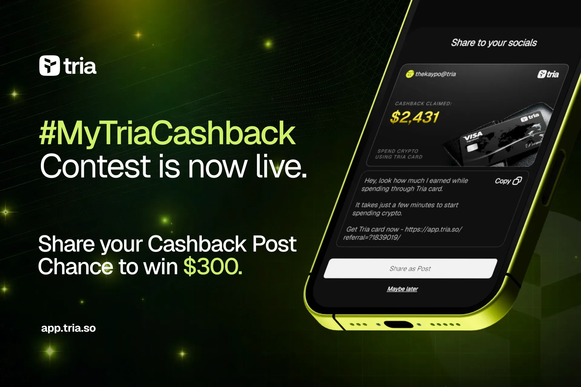 #MyTriaCashback Contest: Share Your Cashback, Win $300